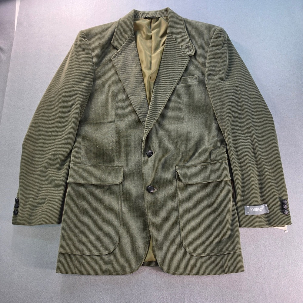 Jordache 40L Loden Green Corduroy Blazer NWT Vintage 90 Sport Coat Dark Academia